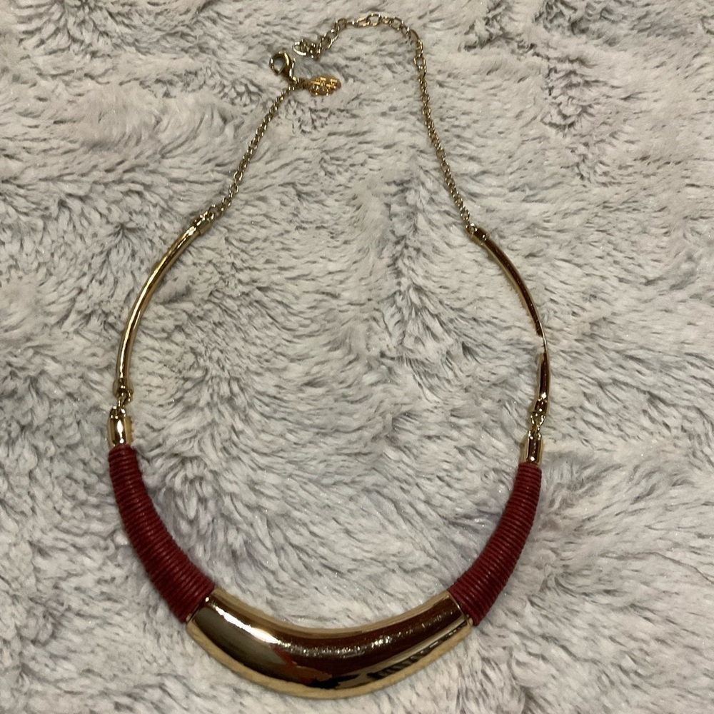 White House Black Market Gold and Brown Collar Necklace